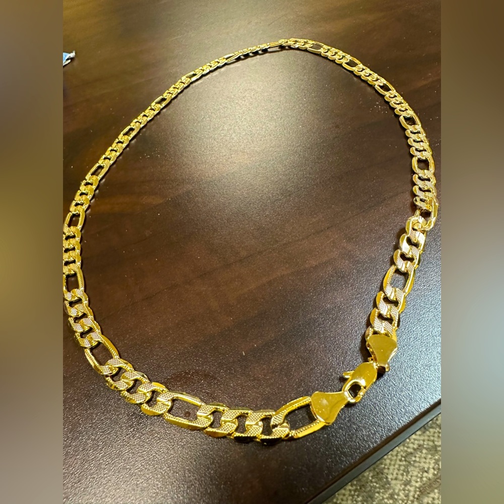 Men’s necklace 18k gold filled 30% gold dipped. Even you soak in vinegar